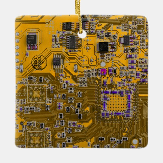 Light Orange PCB Circuit Board Design for IT Pros Ceramic Ornament (Front)