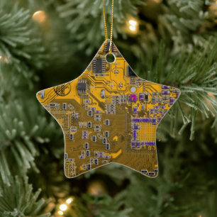 Light Orange PCB Circuit Board Design for IT Pros Ceramic Tree Decoration