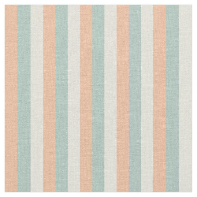 Light Orange / Sage Green / Yellow Stripes Fabric (Close Up)