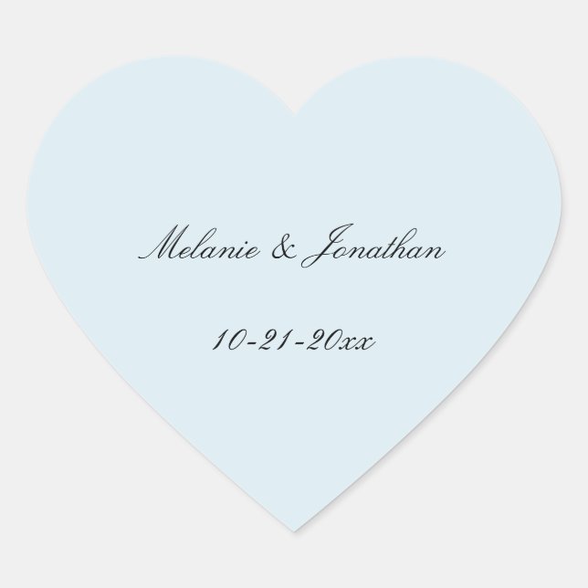 Light Pale Blue Wedding Heart Sticker (Front)