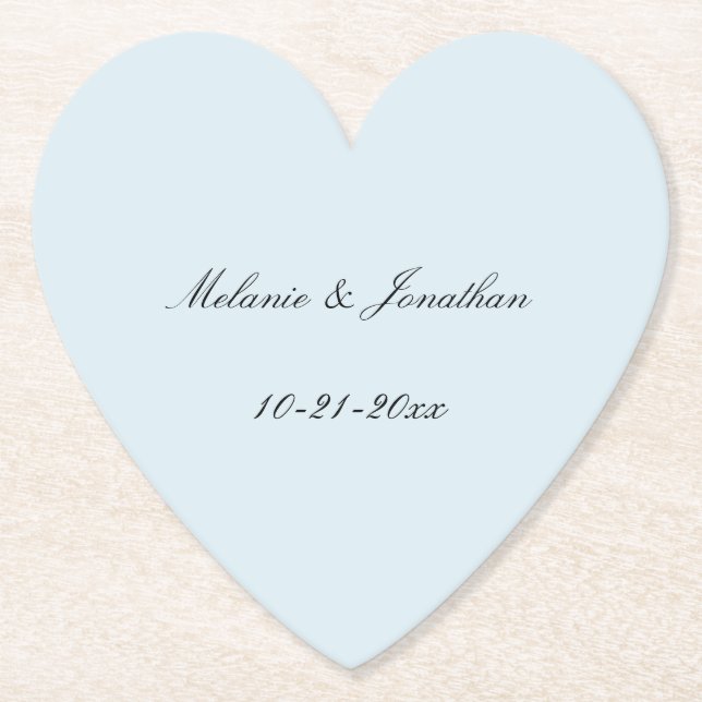 Light Pale Blue Wedding Paper Coaster (Front)