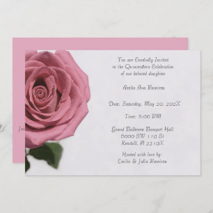 Light Pale Pink Rose Quinceañera Invitation