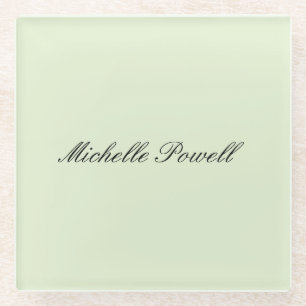 Light Pastel Colour Trendy Script Modern Glass Coaster