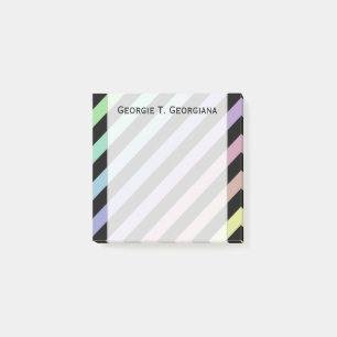 Light Pastel Colours & Black Stripes Pattern + Post-it Notes