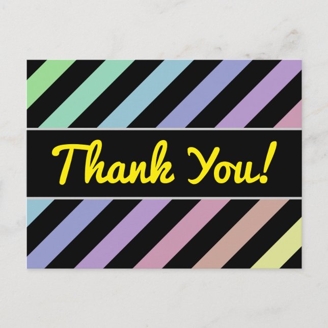 Light Pastel Colours & Black Stripes Pattern Postcard (Front)