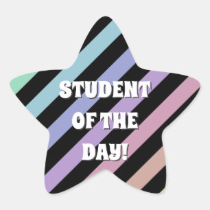 Light Pastel Colours & Black Stripes Pattern Star Sticker
