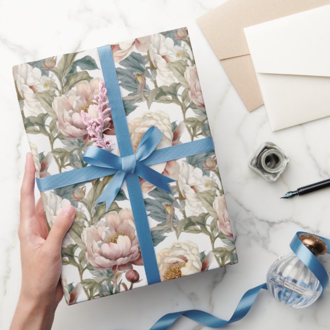 Light Pastel Floral Seamless Pattern Wrapping Paper (Gifting)