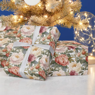 Light Pastel Floral Seamless Pattern Wrapping Paper