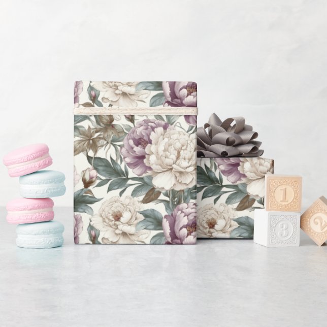 Light Pastel Floral Seamless Pattern Wrapping Paper (Baby Shower)