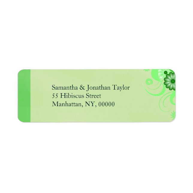 Light Pastel Green Floral Return Address Labels (Front)