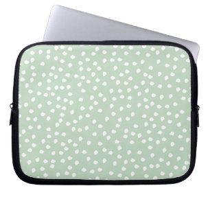 light pastel green polka dot laptop sleeve