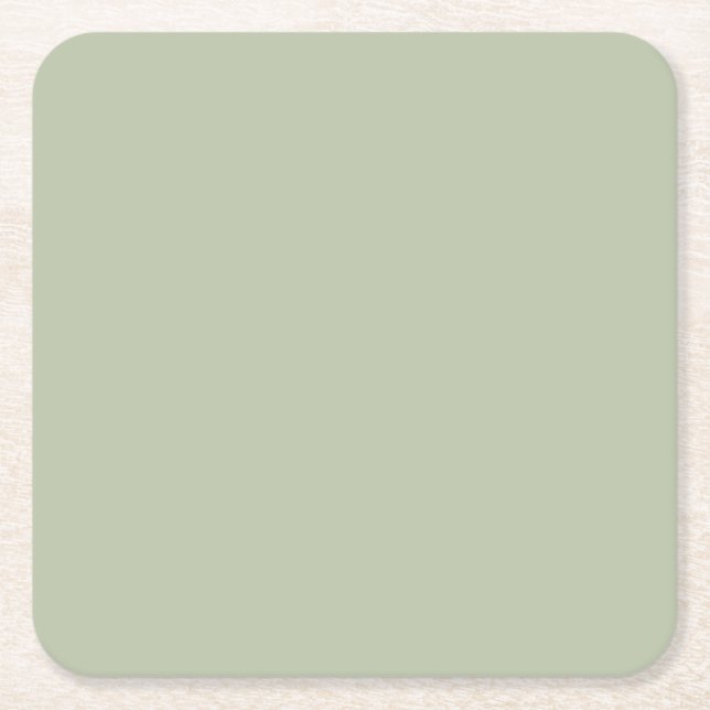 Light Pastel Green Solid Colour - Colour 058-75-09 Square Paper Coaster (Front)