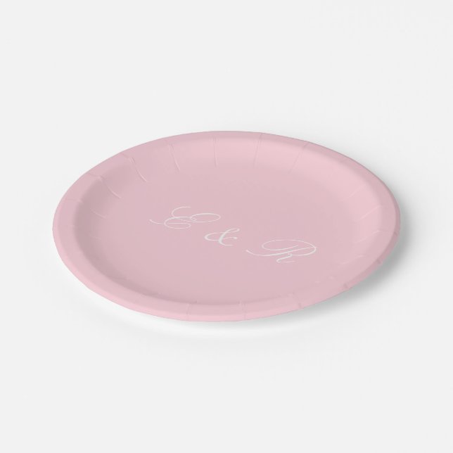 Light Pastel Pink Wedding Decorations Paper Plate (Angled)