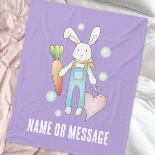 Light Pastel Purple Cute Stuffed Animal Bunny Fleece Blanket
