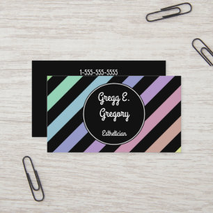 Light Pastel Striped Aesthetician Business Card