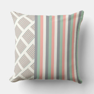 Light Pastels Collage of Chic Stripes & Squares Cushion