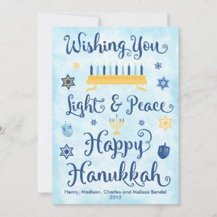 Light & Peace Happy Hanukkah Holiday Card