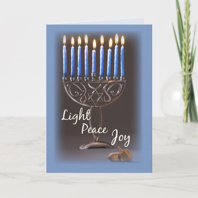 Light, Peace, Joy, Hanukkah Holiday Card (Front)