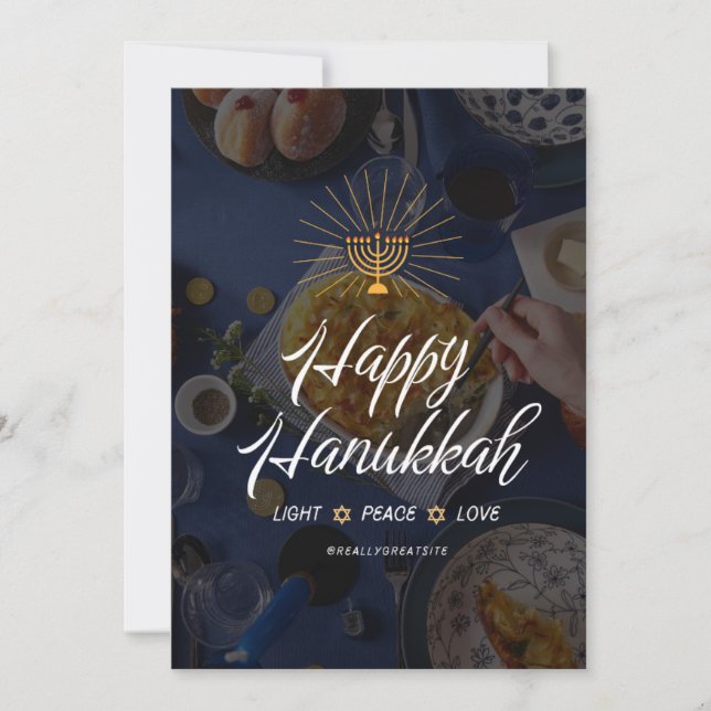 Light Peace Love Hanukkah Invitation (Front)