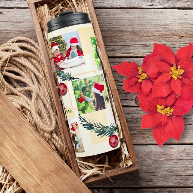 Light Peach 6 Photo Template Christmas Thermal Tumbler (Creator Uploaded)