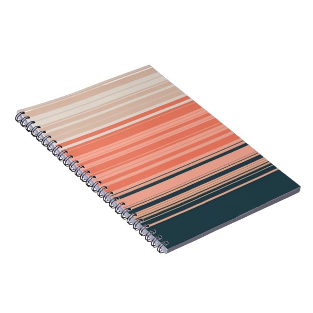 Light peach, coral, and orange striped pattern notebook (Right Side)