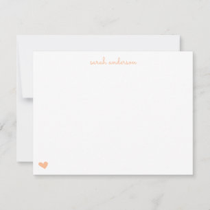 Light Peach Doodle Heart Personalised Stationery Card