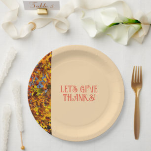 Light Peach  Family Gathering  Happy Thanks giving Paper Plate