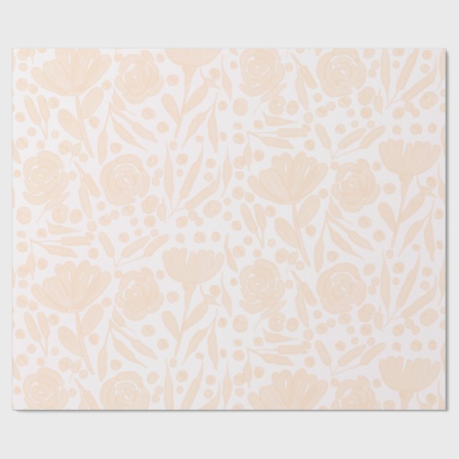 Light Peach Floral Wrapping Paper (Flat)