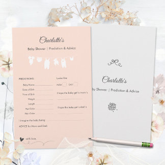 Light Peach Minimal Baby Shower Predictions Game