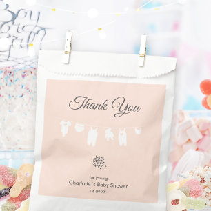 Light Peach Minimalist Baby Girl Shower Favour Bags