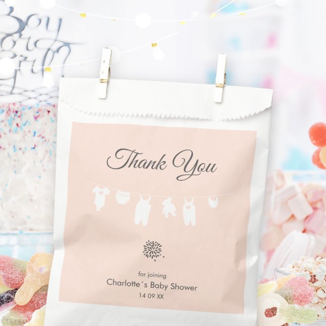 Light Peach Minimalist Baby Girl Shower Favour Bags (Light Peach Minimalist Baby Girl Shower Favor Bag ©Susanne Sachers - Sunny Mind 🌞)