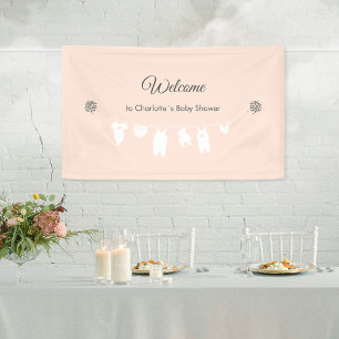 Light Peach Minimalist Baby Girl Shower Welcome Banner