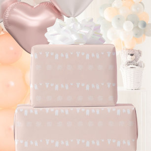 Light Peach Minimalist Baby Girl Shower Wrapping Paper
