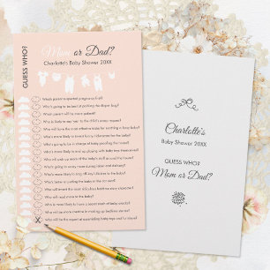 Light Peach Minimalist Baby Shower Guess Who Game 