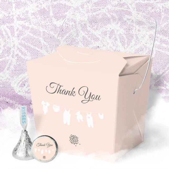Light Peach Modern Baby Girl Shower Favour Box (Minimalist Soft Peach Baby Girl Shower Thank You Favor Boxes ©Susanne Sachers - Sunny Mind Design 🌞)