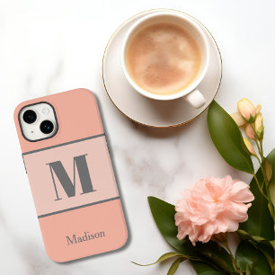 Light Peach Monogram Name Case-Mate iPhone 14 Case