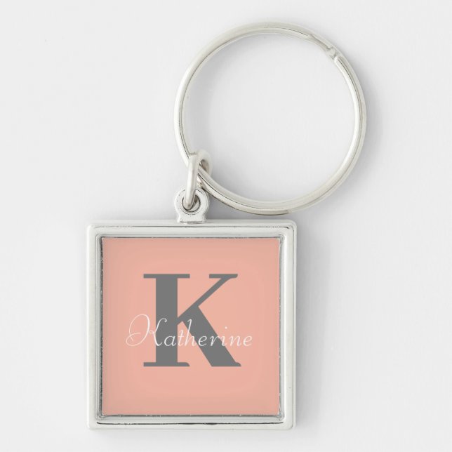 Light Peach Monogram Name Key Ring (Front)