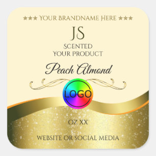 Light Peach Wavy Gold Logo Monogram Product Label