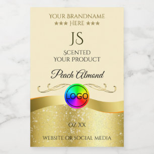 Light Peach Wavy Gold Logo Monogram Product Label