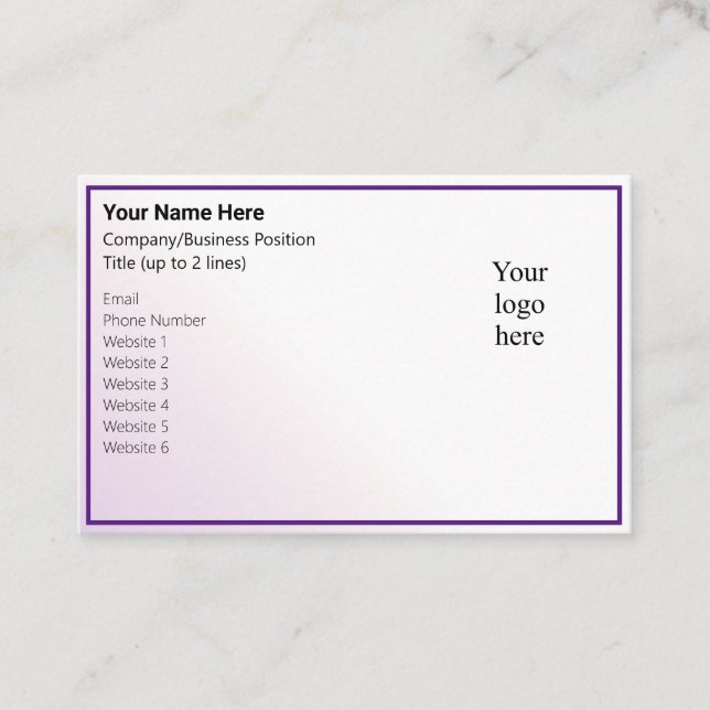 Light Peri Tint & Royal Purple Online Biz Logo Business Card (Front)