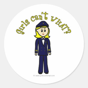 Light Pilot Girl Classic Round Sticker