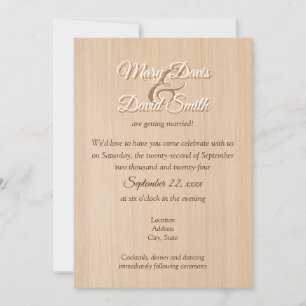 Light Pine Wood Wedding Invitation