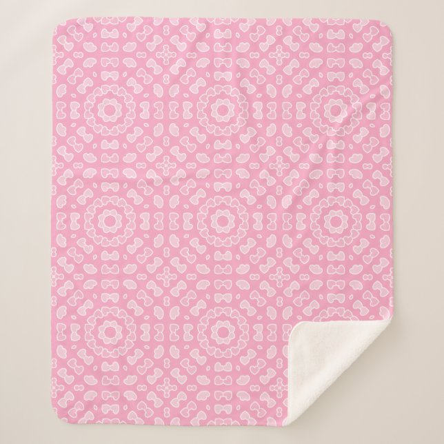 Light Pink Abstract Heart Pattern  Sherpa Blanket (Front)