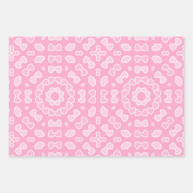 Light Pink Abstract Heart Pattern Wrapping Paper Sheet (Front)