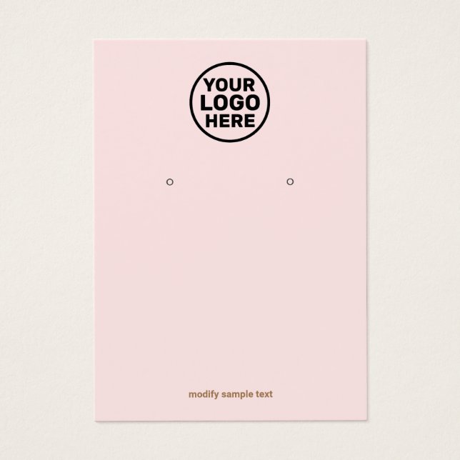 Light Pink Add Your Logo  Earring Display Card (Front)