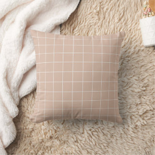 Light pink aesthetic background grid pattern cushion