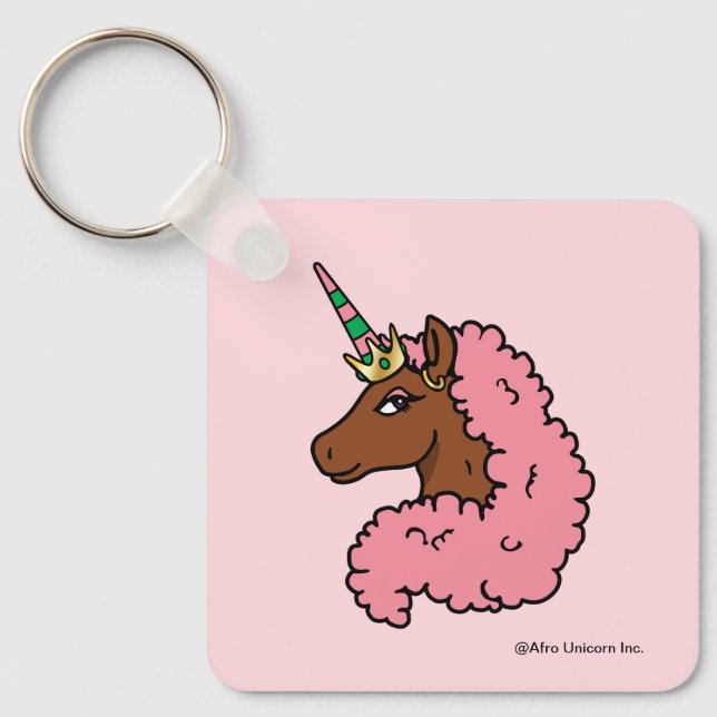 Light Pink Afro Unicorn Key Ring (Front)
