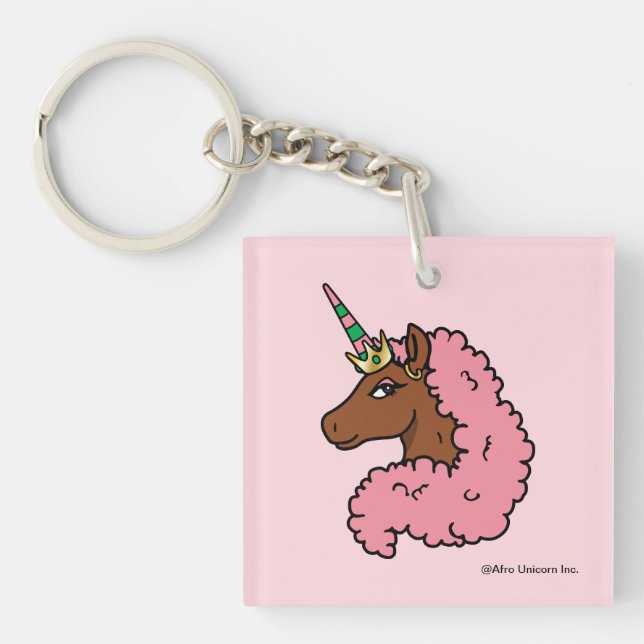 Light Pink Afro Unicorn Key Ring (Front)
