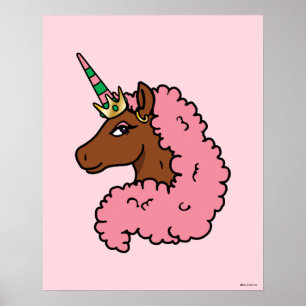 Light Pink Afro Unicorn Poster