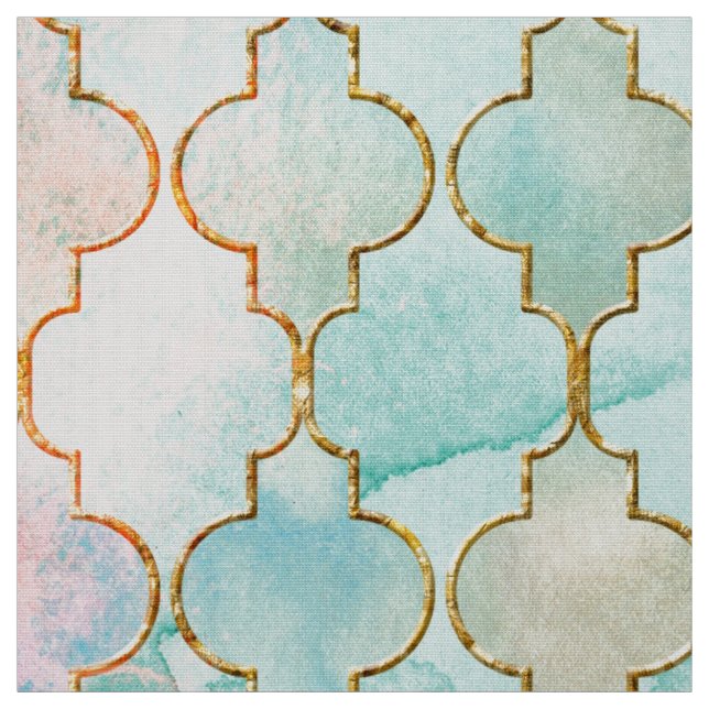 Light pink and Aqua Maroccan pattern Fabric (Swatch)
